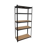 THINIA HOME - Estantería Modular Almacenaje, Acero y MDF Antihumedad, Hogar, Trastero, Garajes y Talleres, 5 Baldas Ajustables, Carga Máxima 875Kg, 90x40x180cm (Largo x Ancho x Alto)