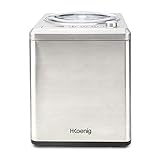 H.Koenig HF340 Máquina Para Hacer Helados Caseros y Sorbetes Profesionales, Heladera Con Compresor, 180 W, 2 Litros, Preparación 30 Mins, Pantalla LCD, Conservación En Frío, Acero Inoxidable