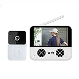 YUANGANG Videoportero cámara timbre, videoportero intercomunicador de doble vía con pantalla de 4.3 pulgadas para comunicación en tu puerta principal, casa oficina apartamento (blanco)