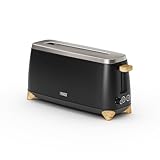 Tostadora Princess Pure - Para 2 rebanadas a la vez - 7 niveles de tostado ajustables - Botón de cancelar, recalentar y descongelar - 800-1000 W - Negro