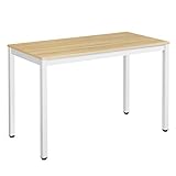 SONGMICS Ordenador Estudio Mesa de Comedor, Madera Natural y Blanco, 120 x 60 x 76 cm