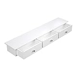SONGMICS Estante de Pared, Estante Flotante con 3 Cajones, Carga de 15 kg, 15 x 80 x 10 cm, para Pasillo, Salón, Oficina, Montaje Fácil, Ahorro de Espacio, Estilo Moderno, Blanco LWS085W01