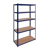OcioDual Estantería Metálica Essential Azul, Ideal para Hogar, Garaje, Cocina, Oficina, Multiusos, Almacenamiento Divisible, Sin Tornillos, 875kg, 5 Baldas MDF, 180 x 90 x 40cm