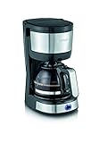 SEVERIN - Cafetera de goteo pequeña para 4 tazas, Cafetera de filtro / Cafetera americana con jarra de cristal, desconexión automática, Acero inoxidable cepillado/Negro, KA 4808