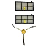 Limpure Recambios compatible para robot aspirador Roomba 2 filtros y 1 cepillo lateral Accesorios de Repuesto para series 800, 801, 805, 850, 860, 865, 866, 870, 871..900, 960, 966, 970, 980..