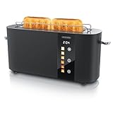 Tostadora de 2 Ranuras Largas para 2 Rebanadas, 1000 W, Visualización en color de los niveles de tostado, Pantalla con indicador de tiempo restante, Botones táctiles, Niveles de tostado del 1 al 6
