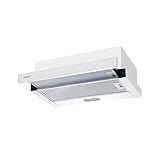CATA Campana Extractora Telescópica de Cocina TFB-5160 2 Niveles de Potencia Iluminación LED Motor Extra Silencioso Nivel Sonoro 48 db Capacidad de Extracción Máxima 300 m3/h Ancho 60 cm Color Blanco