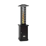 blumfeldt Heat Hunter Pellet - Brasero Exterior Jardin, Calefactor y Hoguera de Exterior 12,2kW, Cilindro de Vidrio, Vista Llama 360°, hasta 499°C, 3-9 kg, Alcance del Calor 12,5m, Ruedas, Negro