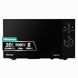 Hisense H20MOBP1, Microondas, Capacidad de 20 L, 700 W de Potencia, Temporizador 30 Min, Modo Descongelar, Tirador, Estándar, Color Negro
