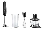 Braun Minipimer 3 Vario MQ 3135 BK, Batidora de Mano con 11 Velocidades, Vaso Medidor de Plástico de 600 ml sin BPA, Potencia 900 W, Negro