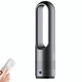 Ventilador calefactor sin aspas,refrigeración y calefacción para el hogar,Ventilador calefactor de torre oscilante 80° sin aspas,con 3 niveles de calor,8 velocidades,temporizador 8 h y pantalla LED