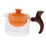 CRAFTHROU 360 tetera de ceramica hervidor de agua contenedor de té tetera portátil tetera antigua tetera con filtro hervidor doméstico tetera giratoria tetera calefactora Vidrio Orange