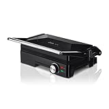 Ufesa Teide Parilla Eléctrica, Panini Press Grill, 1600W, Placas Antiadherentes, Apertura 180º, Regulador de Temperatura, Asa Toque Frio, Negro