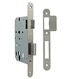 Amig - Cerradura de Embutir para Puertas de Madera - Con Paletón de Cierre - Frente y Soporte en Canto Redondo - Entrada de 50 mm - Picaporte reversible - Acero - Plateado Mate - 230 mm