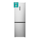 Hisense RB390N4BCC - Frigorífico Combi,No Frost, Inverter, Eficiente Clase C, Capacidad 304 L, 186 cm Al, Cajón Verduras, 4 Estrellas Congelador, Puerta Reversible, Silencioso 39dB, Color Blanco, Inox