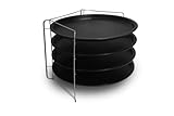 FORMEGOLOSE, Juego de 4 moldes para pizza Ø 32 cm + 1 rejilla para moldes, Acero con revestimiento antiadherente, Negro