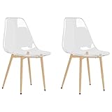 vidaXL 2X Sillas de Comedor Asiento Mobiliario Muebles Oficina Despacho Salón Sala de Estar Cocina Escritorio Relajación Transparente Pet