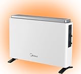 MIDEA Convector Radiador Electrico Bajo Consumo | 2000W | Calefactor Electrico con Termostato Regulable, Estufa eléctrica con 3 Niveles de Potencia, Emisor Térmico con Protección de Sobrecalentamiento