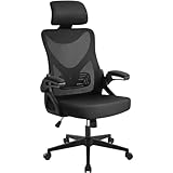 Yaheetech Silla de Oficina Ergonomica Silla Reposabrazo Ajustable Silla Oficina Trabajo con Reposacabeza Silla Giratoria Negro