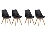 IZTOSS Juego de 4 sillas de cocina modernas, 4 sillas de comedor con patas de madera, cómodo cojín de asiento de espuma (B-negro-4 piezas)