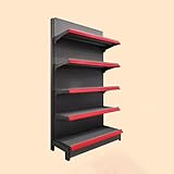 Estantería de pared negra para góndola, estantes de supermercado para comestibles y suministros de oficina, estantes de combinación versátil para tiendas de licores, 90 cm x 43 cm x 135 cm