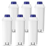 Molifal Filtro de Agua, Reemplazo para Filtro DLSC002, Compatible con Cafeteras De'Longhi Dinamica, Magnifica S, Eletta Explorer, ETAM Autentica EPAM y Serie ECAM (Paquete de 6)