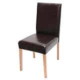 Mendler Silla de comedor Littau-AM, Silla de cocina, cuero - marrón, patas claras