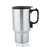 Taza calefactora para coche de 12 V, 450 ml, hervidor de agua caliente, taza eléctrica portátil para coche, taza eléctrica de viaje con calefacción de acero inoxidable, hervidor