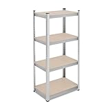 Relaxdays Estantería Metálica, 200 kg, Cargas Pesadas, Sótano, Taller, Acero Galvanizado, 138 x 60 x 40 cm, Plateado, Tablero de Fibras