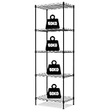 WORKPRO Estantería de Alambre de 5 Niveles, Metal, Almacenaje Con Estantes Ajustables, 4 Ganchos y 5 Paneles de PP, Carga Total de 250 kg, Para Garaje, Cocina, Dormitorio
