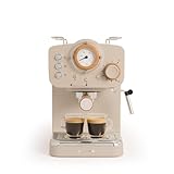 CREATE / THERA RETRO/Cafetera Express Semiautomática Arena Mate y Madera / 20 bares, brazo doble salida, depósito 1,25L, café molido y monodosis ESE 55mm, con vaporizador, 1100W