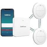 Safeliveo Detector de Humo interconectado WiFi, Detector de Humo con batería de 10 años, Juego de 2 con estación Base, Certificado TUV Rheinland, Juego de Alarma de Humo con Control por aplicación.