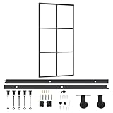 vidaXL Puerta Corredera con Herrajes Entrada Corrediza Deslizante Hogar Cuarto de Baño Salón Sala de Estar Habitación ESG Vidrio y Aluminio 102x205 cm