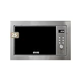 Microondas integrable EVVO Mi35 Inox, 25L de Capacidad, Grill 1000W, Puerta y Marcos Efecto Brillante, Multifunción, 8 Funciones, Temporizador 60 Minutos, Display Digital (Acabado Inox)