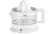 Braun CJ3000 WH - Exprimidor Eléctrico de Naranjas, 20 W, 350 ml, Cantidad de Pulpa Ajustable, Apto para Lavavajillas, Diseño Icónico, Blanco