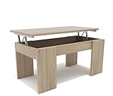 DORMIDAN- Mesa de Centro elevable, Comedor o Auxiliar, Mayor Grosor y Estabilidad (Roble)