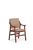 Abuelo a Gusto - Silla Comedor Greco, Brazos de Madera en Cerezo. Tela Antimanchas (Medidas: 86 * 54 * 54 cm). Especial Personas Mayores, Espalda Recta. Comedor o salita.… Tostado
