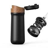 BENFUCHEN Cafetera portátil de viaje de prensa francesa de 320ml, frasco de vacío de té, prensa de café caliente/frío con filtro único de acero inoxidable, botella de camping al aire libre