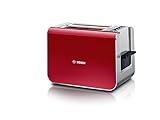 Bosch Tostadora Styline TAT8614N integrada, función de elevación, descongelación, apagado automático, centrado del pan, 800 W, acero inoxidable/rojo