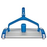 Productos QP 500340C Limpiafondos Metálico, Limpiador Manual de Piscinas, Cepillo de Nylon, 4 Ruedas Fijación Clip, Azul, Ancho: 335 mm