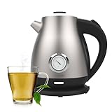 Cecotec Hervidor de Agua 1,7L Thermosense 620 Retro Steel. 2200 W de Potencia, Filtro Antical, Base 360°, Termómetro Analógico, Seguridad Doble, Acero Inoxidable 18/10