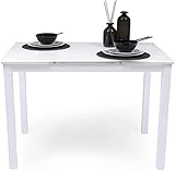 Homely - Mesa de Cocina Extensible Paris, sobre de Cristal Blanco, Estructura en Metal Gris, de 110/170x70cm (Blanco Total)