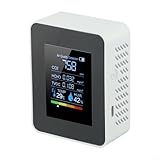 Cloudpower Monitor de calidad del aire, detector de aire interior 5 en 1, detector de dióxido de carbono, sensor de calidad del aire con pilas para hogares y cocina HCHO TVOC