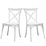 EME Mobiliario 2 Sillas Crossback Color Blanco, Sillas de Comedor o Cocina. Incluye 2 sillas. Elegantes para Cocina o Comedor, apilables y Muy Resistentes.