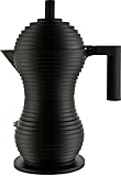 Alessi Pulcina MDL02/6 BB - Cafetera Espresso de Design, en Aluminio Fundido con Mango y Pomo en PA, 6 Tazas, Negra