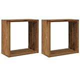 vidaXL Estantes Cubo de Pared 2 uds Madera Envejecida 30x15x30 cm, estantería de Pared, estantería Flotante, Armario de Pared, Estante de Pared