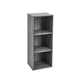 LOLAhome Estantería Cubo de Madera para Despacho, Librería, Dormitorio o Despensa (Gris, 3 estantes (80 cm))