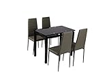 Conjunto de Mesa de Cocina Extensible + 4 sillas - 100/140 x 60 x 76 cm. (Negro - Gris)
