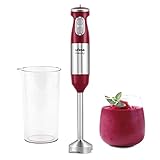 Ufesa BP3500 Mercury Batidora de Mano, 1000W, Función Turbo, 4 Cuchillas, Diseño Ergonómico y Anti Salpicaduras, Color Rojo, Vaso Medidor Incl., Sin BPA