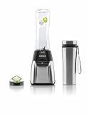 HAEGER Batidora de vaso Sports de acero inoxidable - 350 W, Vaso de 600 ml de TRITAN, Jarra térmica